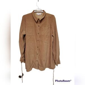 Motherhood Maternity Faux Suede Tunic Jacket Tan Size XL